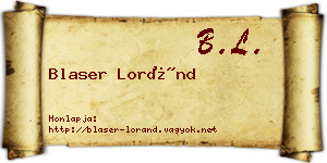 Blaser Loránd névjegykártya